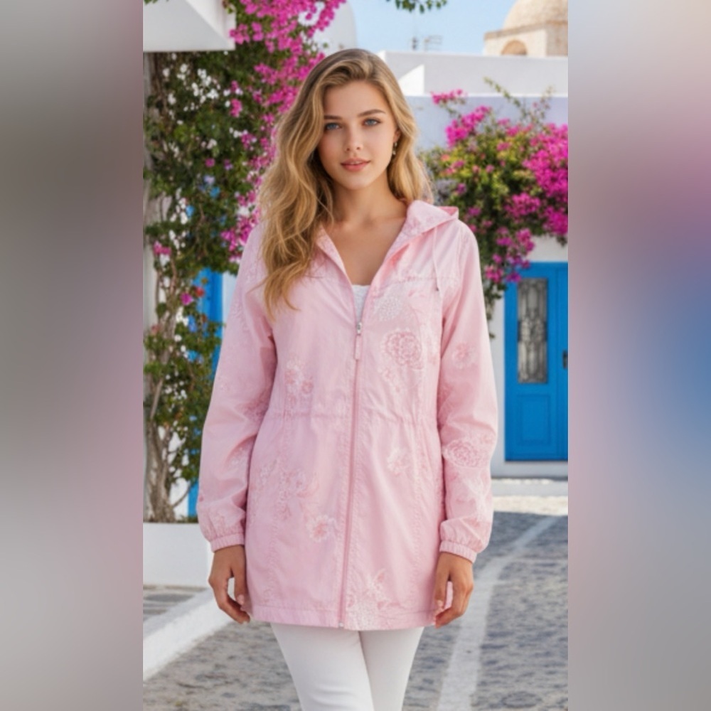 Pink Floral Zip-Up Jacket